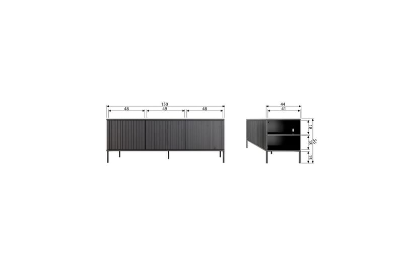 Gravure Golvstående Tv Bänk 150 cm med Förvaring i Mörkt Trä - Ljusbeige - Möbler - Vardagsrum - Tv-möbler & mediamöbler - Tv-bänkar