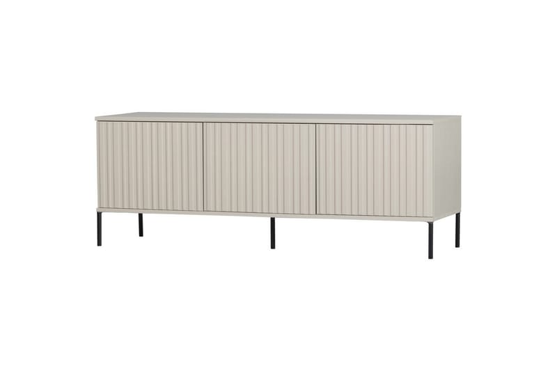 Gravure Golvstående Tv Bänk 150 cm med Förvaring i Mörkt Trä, Ljusbeige