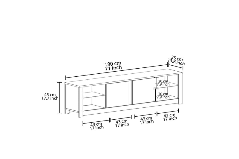 Griselda TV-bänk 180 cm i Ek - Vit - Möbler - Vardagsrum - Tv-möbler & mediamöbler - Tv-bänkar