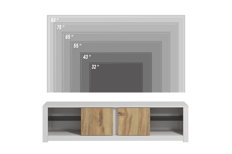 Griselda TV-bänk 180 cm i Ek - Vit - Möbler - Vardagsrum - Tv-möbler & mediamöbler - Tv-bänkar