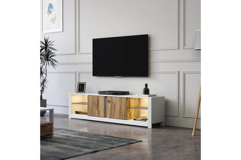 Griselda TV-bänk 180 cm i Ek - Vit - Möbler - Vardagsrum - Tv-möbler & mediamöbler - Tv-bänkar