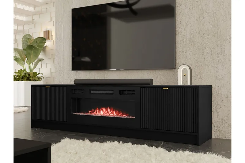 Gudelia Tv-bänk 182 cm - Svart - Möbler - Vardagsrum - Tv-möbler & mediamöbler - Tv-bänkar