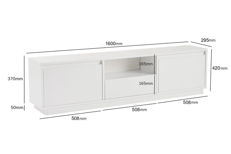 Gulliver Golvstående Tv Bänk 160 cm med Förvaring i Målat Trä - Vit - Möbler - Vardagsrum - Tv-möbler & mediamöbler - Tv-bänkar