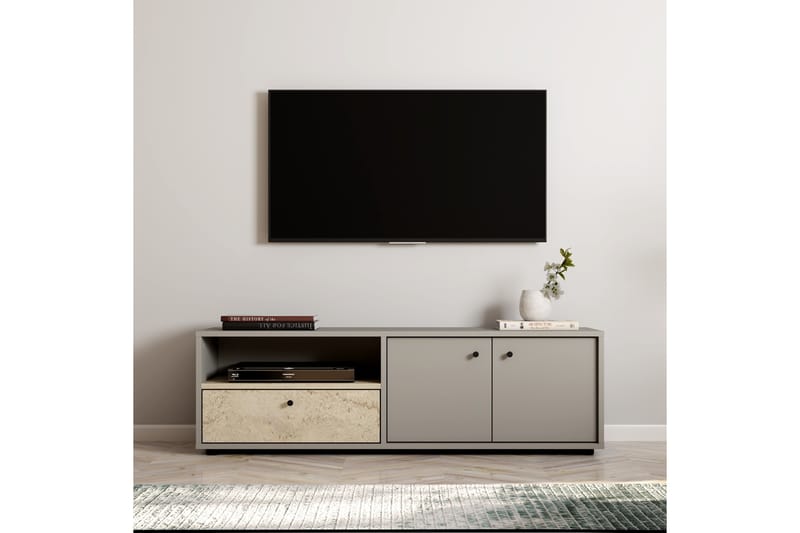 Gwen Tv-bänk 136 cm - Grå/Travertin - Möbler - Vardagsrum - Tv-möbler & mediamöbler - Tv-bänkar