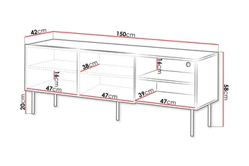 Hammarstrand Ribbad TV Bänk mörk trä med förvaring - 42 cm djup 150 cm bred 58 cm hög - Valnöt - Möbler - Vardagsrum - Tv-möbler & mediamöbler - Tv-bänkar