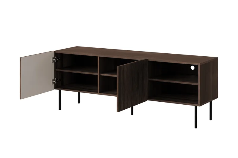 Hammarstrand Ribbad TV Bänk mörk trä med förvaring - 42 cm djup 150 cm bred 58 cm hög - Valnöt - Möbler - Vardagsrum - Tv-möbler & mediamöbler - Tv-bänkar