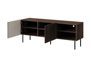 Hammarstrand Ribbad TV Bänk mörk trä med förvaring - 42 cm djup 150 cm bred 58 cm hög - Valnöt - Möbler - Vardagsrum - Tv-möbler & mediamöbler - Tv-bänkar