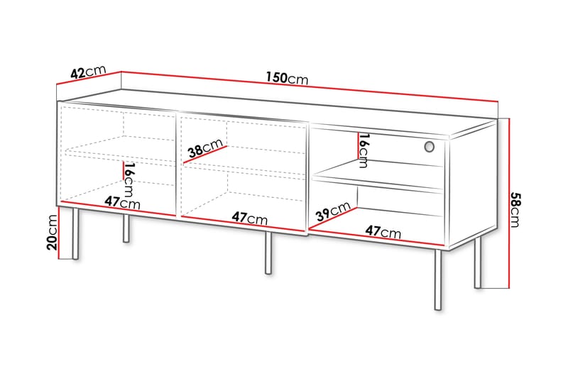 Hammarstrand Tv-bänk mörk trä med förvaring - 42 cm djup 150 cm bred 58 cm hög Valnöt - Möbler - Vardagsrum - Tv-möbler & mediamöbler - Tv-bänkar