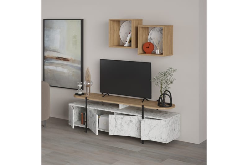 Hanley Tv-möbelset 160x35,6 cm Beige/Brun - Hanah Home - Möbler - Vardagsrum - Tv-möbler & mediamöbler - Tv-möbelset