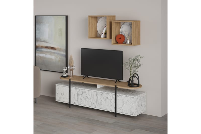 HANLEY Tv-möbelset 160x35,6 cm Beige/Brun - Tv-möbelset