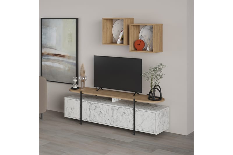 HANLEY Tv-möbelset 160x35,6 cm Beige/Brun - Möbler - Vardagsrum - Tv-möbler & mediamöbler - Tv-möbelset