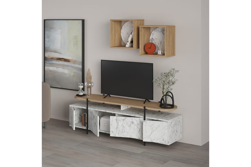 HANLEY Tv-möbelset 160x35,6 cm Beige/Brun - Tv-möbelset