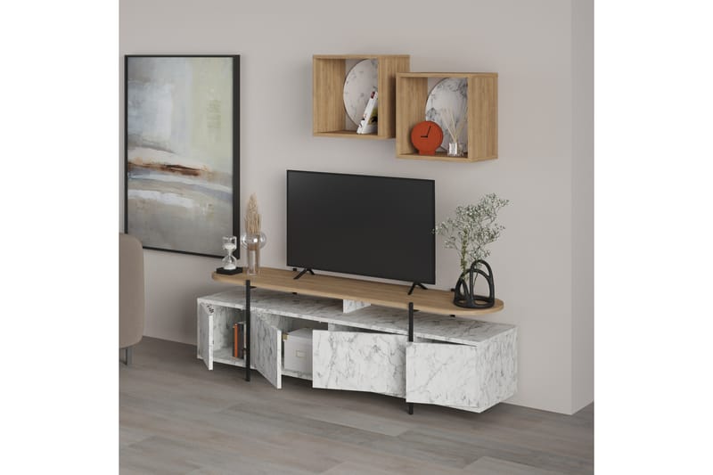 HANLEY Tv-möbelset 160x35,6 cm Beige/Brun - Möbler - Vardagsrum - Tv-möbler & mediamöbler - Tv-möbelset