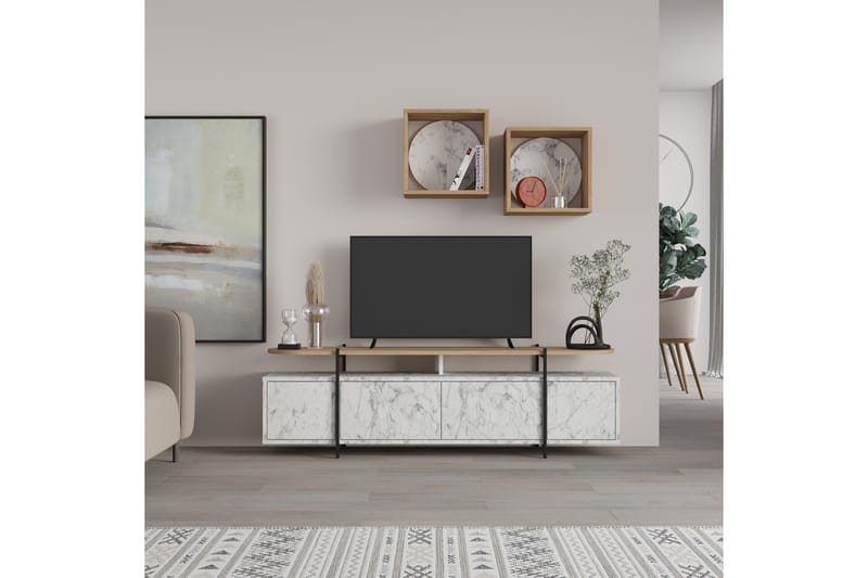Hanley Tv-möbelset 160x35,6 cm Beige/Brun - Hanah Home - Möbler - Vardagsrum - Tv-möbler & mediamöbler - Tv-möbelset