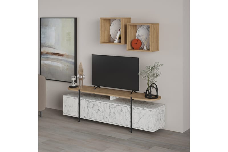 Hanley Tv-möbelset 160x35,6 cm Beige/Brun - Hanah Home - Möbler - Vardagsrum - Tv-möbler & mediamöbler - Tv-möbelset