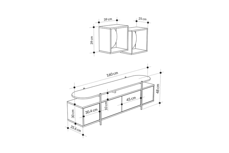 HANLEY Tv-möbelset 160x35,6 cm Svart/Vit - Möbler - Vardagsrum - Tv-möbler & mediamöbler - Tv-möbelset