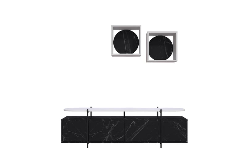 HANLEY Tv-möbelset 160x35,6 cm Svart/Vit - Möbler - Vardagsrum - Tv-möbler & mediamöbler - Tv-möbelset