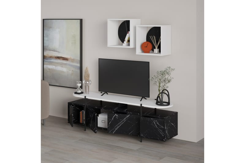 Hanley Tv-möbelset 160x35,6 cm Svart/Vit - Hanah Home - Möbler - Vardagsrum - Tv-möbler & mediamöbler - Tv-möbelset