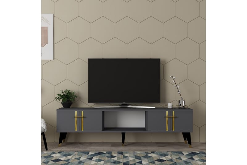 Harsum Tv-bänk 150 cm - Antracit/Guld - Möbler - Vardagsrum - Tv-möbler & mediamöbler - Tv-bänkar