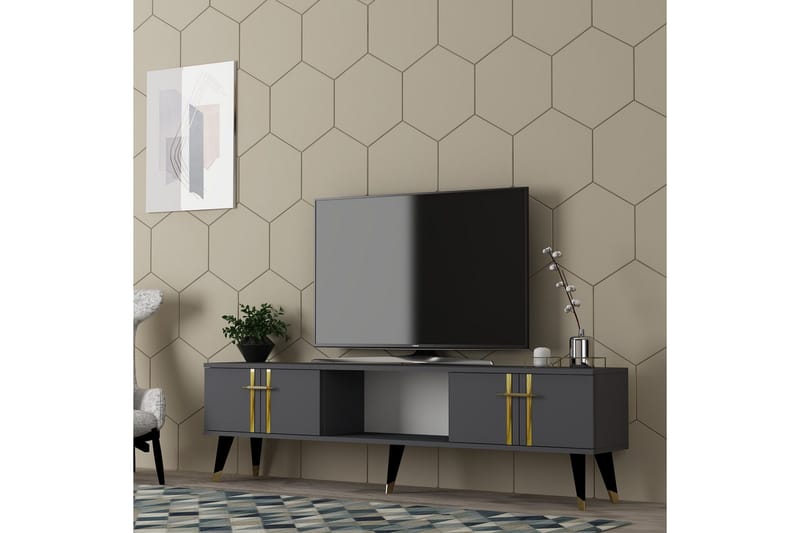 Harsum Tv-bänk 150 cm - Antracit/Guld - Möbler - Vardagsrum - Tv-möbler & mediamöbler - Tv-bänkar
