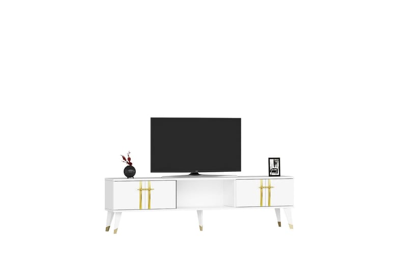Harsum Tv-bänk 150 cm - Vit/Guld - Möbler - Vardagsrum - Tv-möbler & mediamöbler - Tv-bänkar