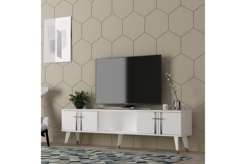 Harsum Tv-bänk 150 cm - Vit/Silver - Möbler - Vardagsrum - Tv-möbler & mediamöbler - Tv-bänkar