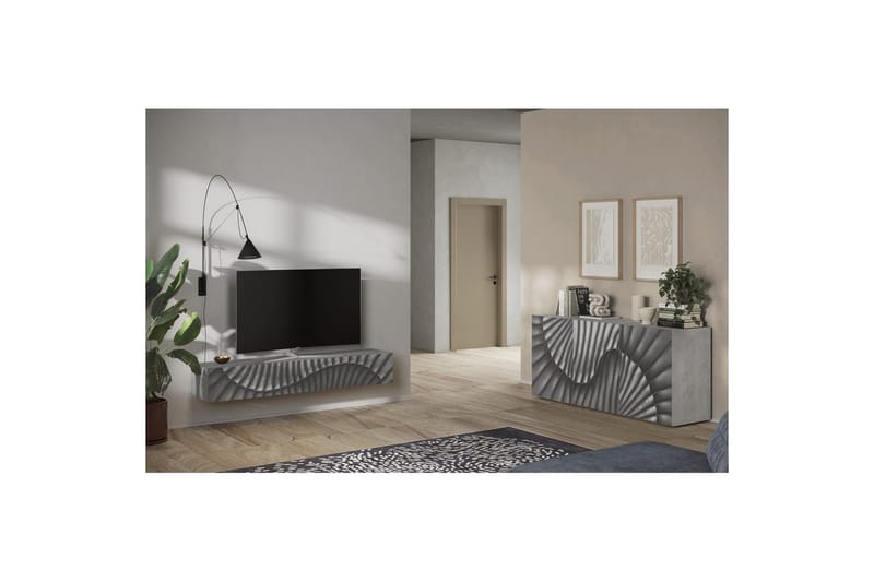 Hawell Vägghängd Tv-Bänk 180 cm - Grå - Möbler - Vardagsrum - Tv-möbler & mediamöbler - Tv-bänkar