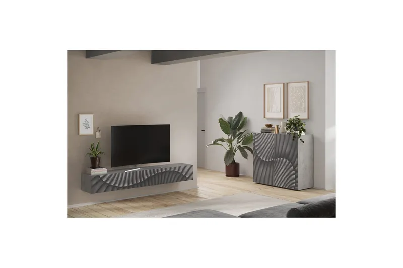 Hawell Vägghängd Tv-Bänk 210 cm - Grå - Möbler - Vardagsrum - Tv-möbler & mediamöbler - Tv-bänkar