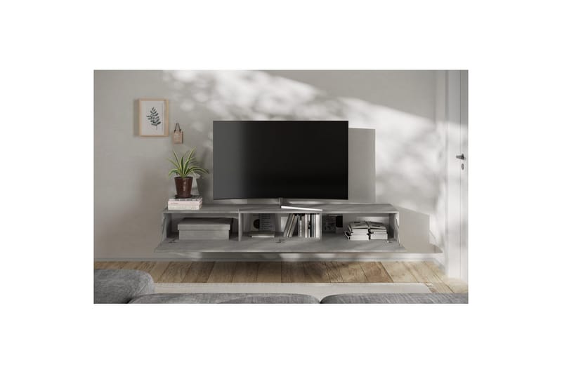 Hawell Vägghängd Tv-Bänk 210 cm - Grå - Möbler - Vardagsrum - Tv-möbler & mediamöbler - Tv-bänkar