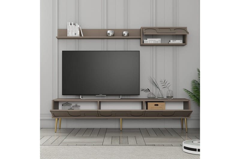 Hazim Golvstående Tv-bänk 180 cm med Förvaring i Målat Trä - Taupe - Möbler - Vardagsrum - Tv-möbler & mediamöbler - Tv-bänkar