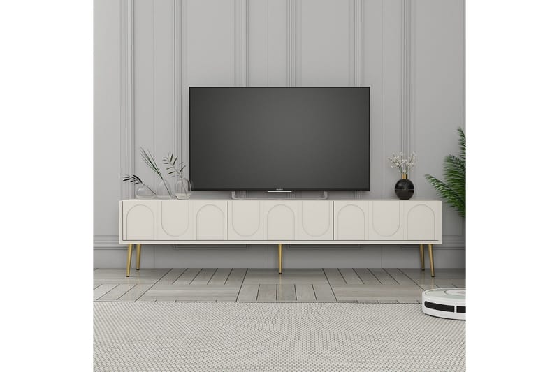 Hazim Tv-bänk 180 cm - Cream/Guld - Möbler - Vardagsrum - Tv-möbler & mediamöbler - Tv-bänkar