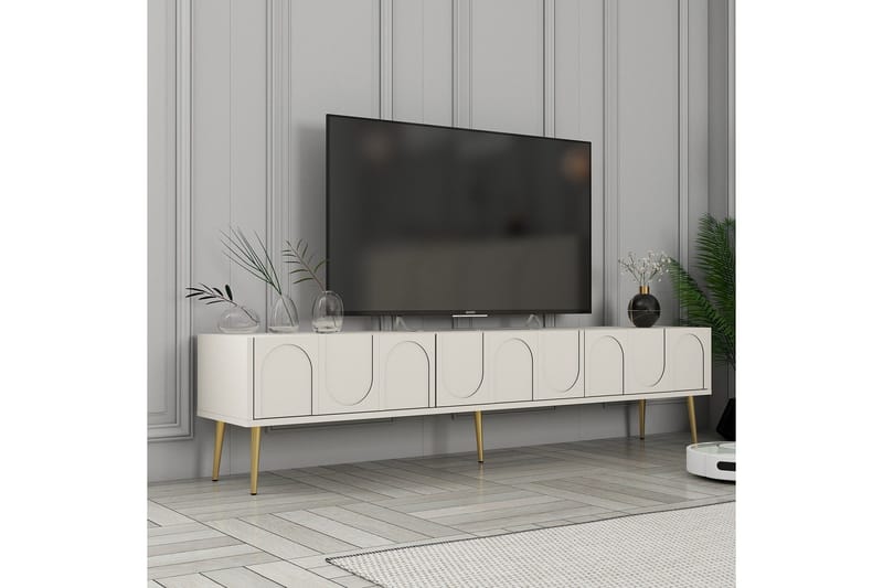 Hazim Tv-bänk 180 cm - Cream/Guld - Möbler - Vardagsrum - Tv-möbler & mediamöbler - Tv-bänkar