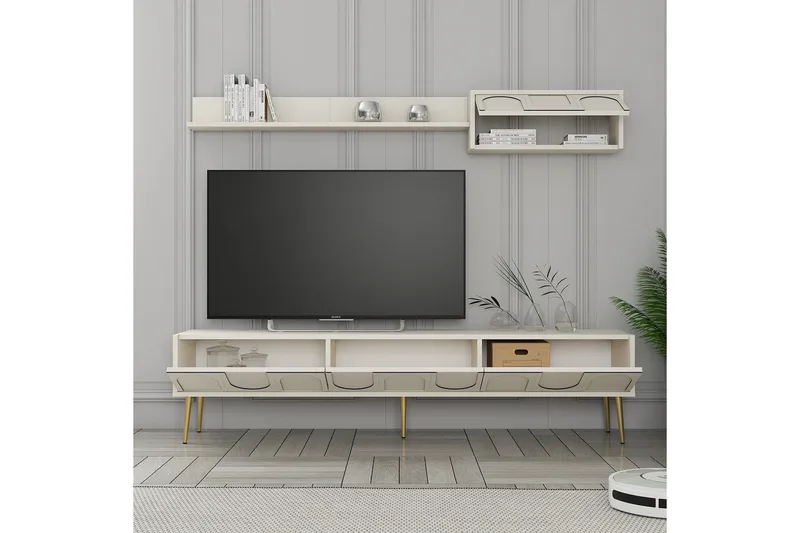 Hazim Tv-bänk 180 cm - Cream/Guld - Möbler - Vardagsrum - Tv-möbler & mediamöbler - Tv-bänkar