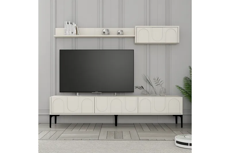 Hazim Tv-bänk 180 cm - Cream/Svart - Möbler - Vardagsrum - Tv-möbler & mediamöbler - Tv-bänkar