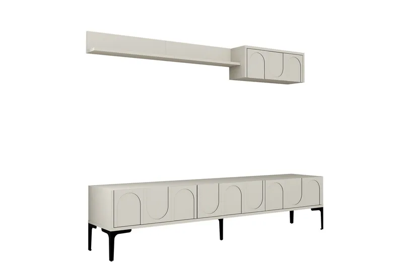 Hazim Tv-bänk 180 cm, Cream/Svart