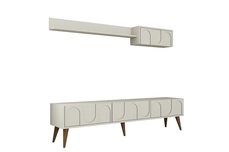 Hazim Tv-bänk 180 cm, Cream/Valnöt
