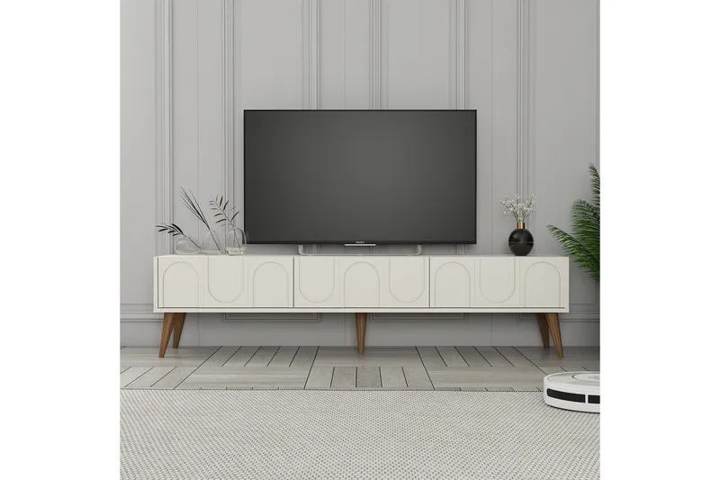 Hazim Tv-bänk 180 cm - Cream/Valnöt - Möbler - Vardagsrum - Tv-möbler & mediamöbler - Tv-bänkar