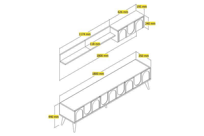 Hazim Tv-bänk 180 cm - Cream/Valnöt - Möbler - Vardagsrum - Tv-möbler & mediamöbler - Tv-bänkar