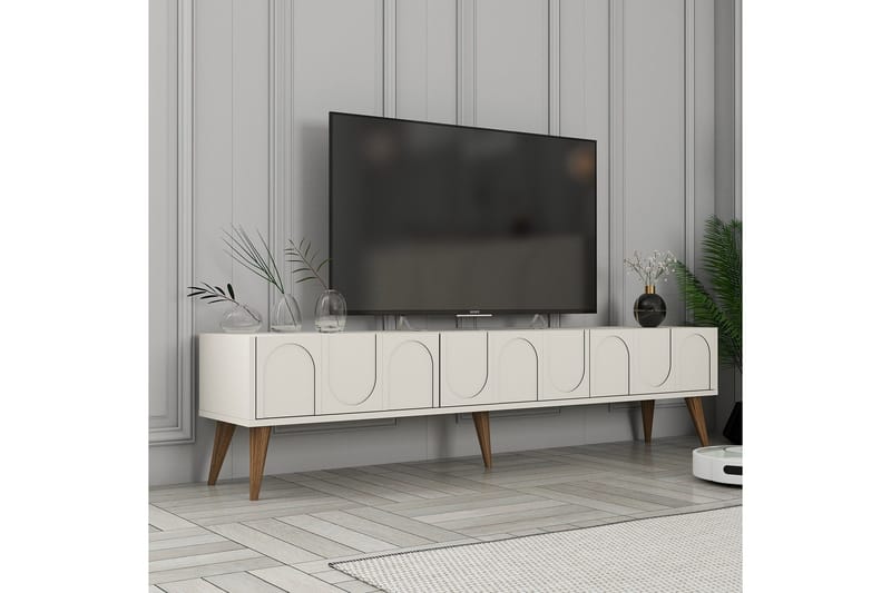 Hazim Tv-bänk 180 cm - Cream/Valnöt - Möbler - Vardagsrum - Tv-möbler & mediamöbler - Tv-bänkar