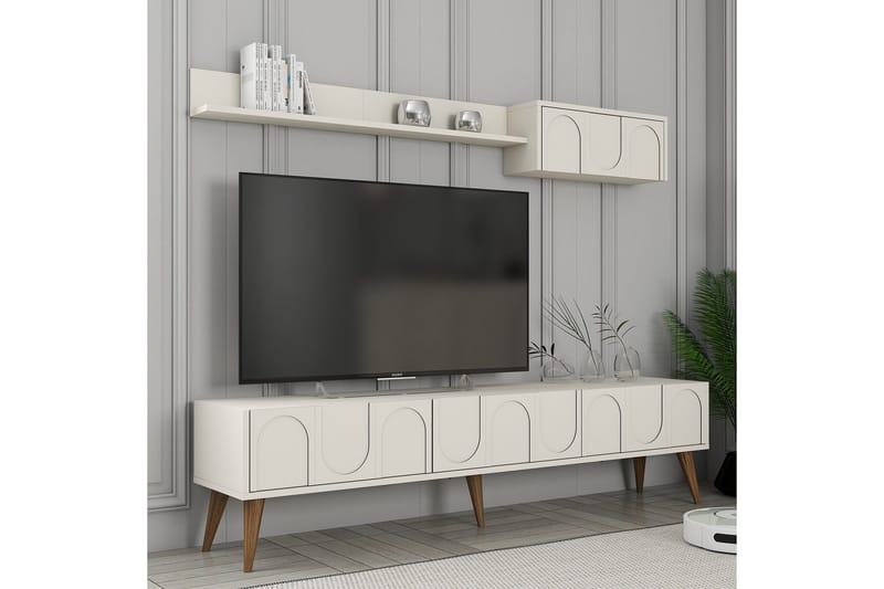 Hazim Tv-bänk 180 cm - Cream/Valnöt - Möbler - Vardagsrum - Tv-möbler & mediamöbler - Tv-bänkar