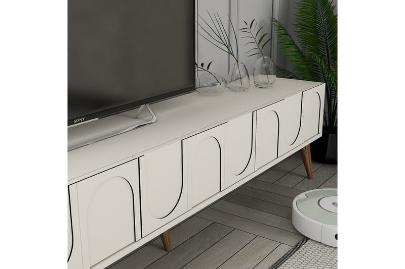 Hazim Tv-bänk 180 cm - Cream/Valnöt - Möbler - Vardagsrum - Tv-möbler & mediamöbler - Tv-bänkar