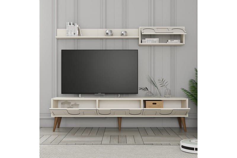 Hazim Tv-bänk 180 cm - Cream/Valnöt - Möbler - Vardagsrum - Tv-möbler & mediamöbler - Tv-bänkar