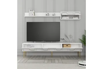 Hazim Tv-bänk 180 cm - Vit/Guld - Möbler - Vardagsrum - Tv-möbler & mediamöbler - Tv-bänkar