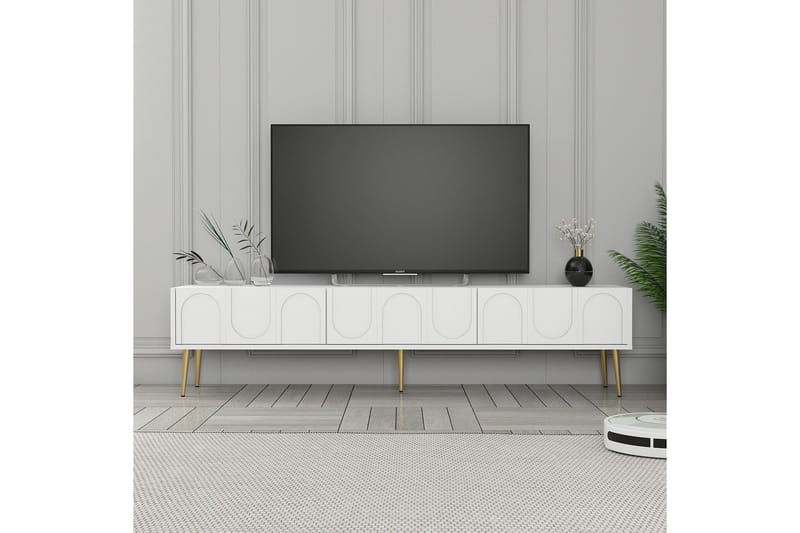 Hazim Tv-bänk 180 cm - Vit/Guld - Möbler - Vardagsrum - Tv-möbler & mediamöbler - Tv-bänkar