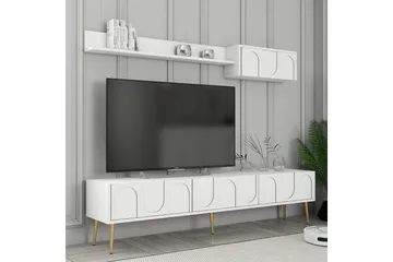 Hazim Tv-bänk 180 cm - Vit/Guld - Möbler - Vardagsrum - Tv-möbler & mediamöbler - Tv-bänkar