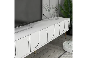 Hazim Tv-bänk 180 cm - Vit/Guld - Möbler - Vardagsrum - Tv-möbler & mediamöbler - Tv-bänkar