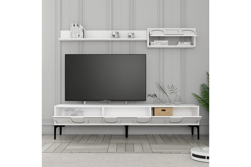 Hazim Tv-bänk 180 cm - Vit/Svart - Möbler - Vardagsrum - Tv-möbler & mediamöbler - Tv-bänkar