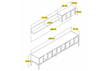 Hazim Tv-bänk 180 cm - Vit/Svart - Möbler - Vardagsrum - Tv-möbler & mediamöbler - Tv-bänkar