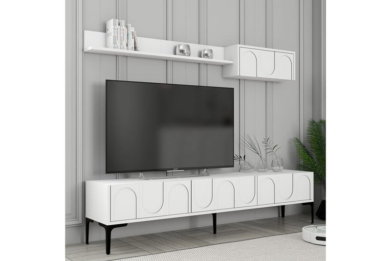 Hazim Tv-bänk 180 cm - Vit/Svart - Möbler - Vardagsrum - Tv-möbler & mediamöbler - Tv-bänkar