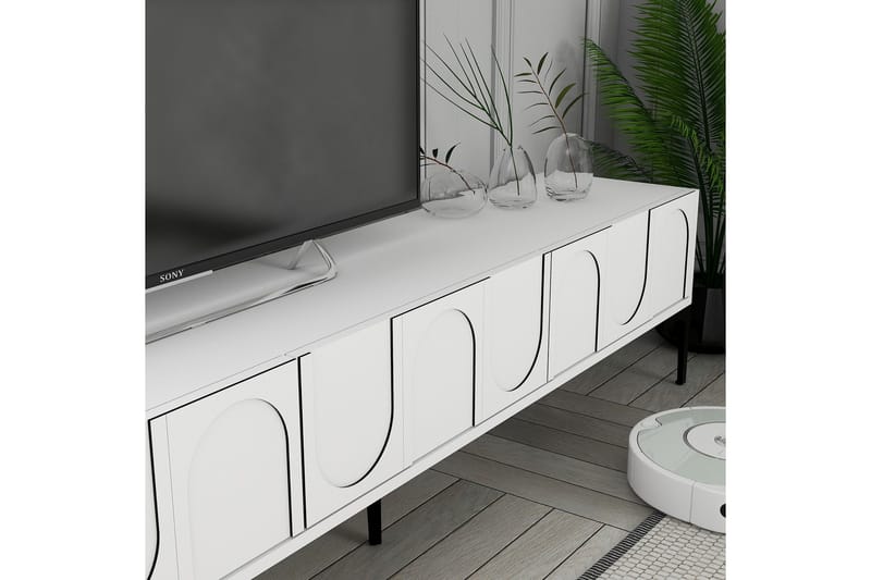 Hazim Tv-bänk 180 cm - Vit/Svart - Möbler - Vardagsrum - Tv-möbler & mediamöbler - Tv-bänkar